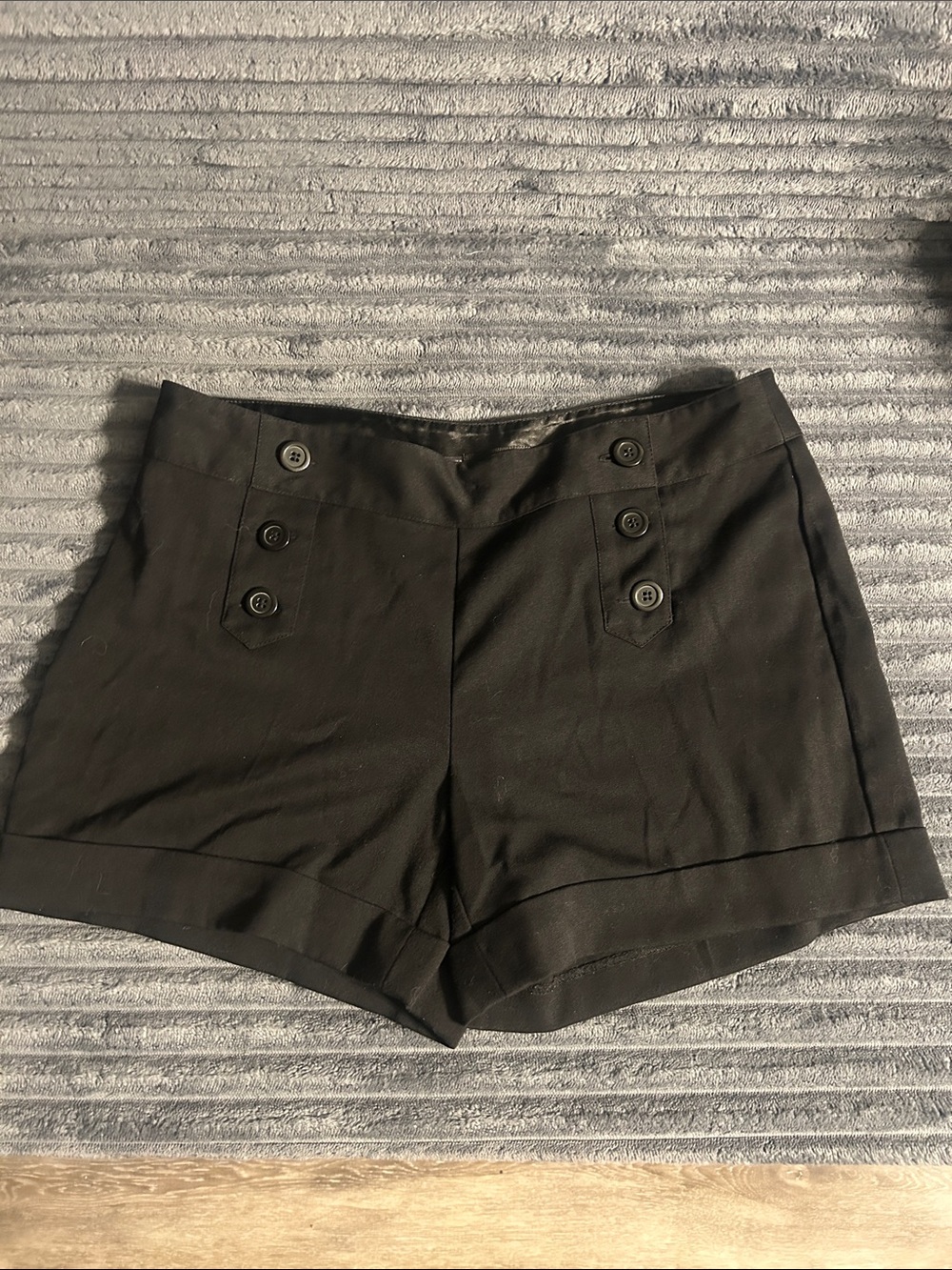 Black High-Rise Button Accent Women’s Bermuda Shorts